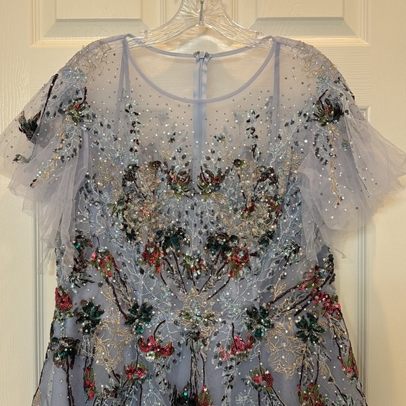 NWT Mac Duggal 20436 Embellished Multi Color Flutter Sleeve A-Line Dress Size 16 - Picture 3 of 11